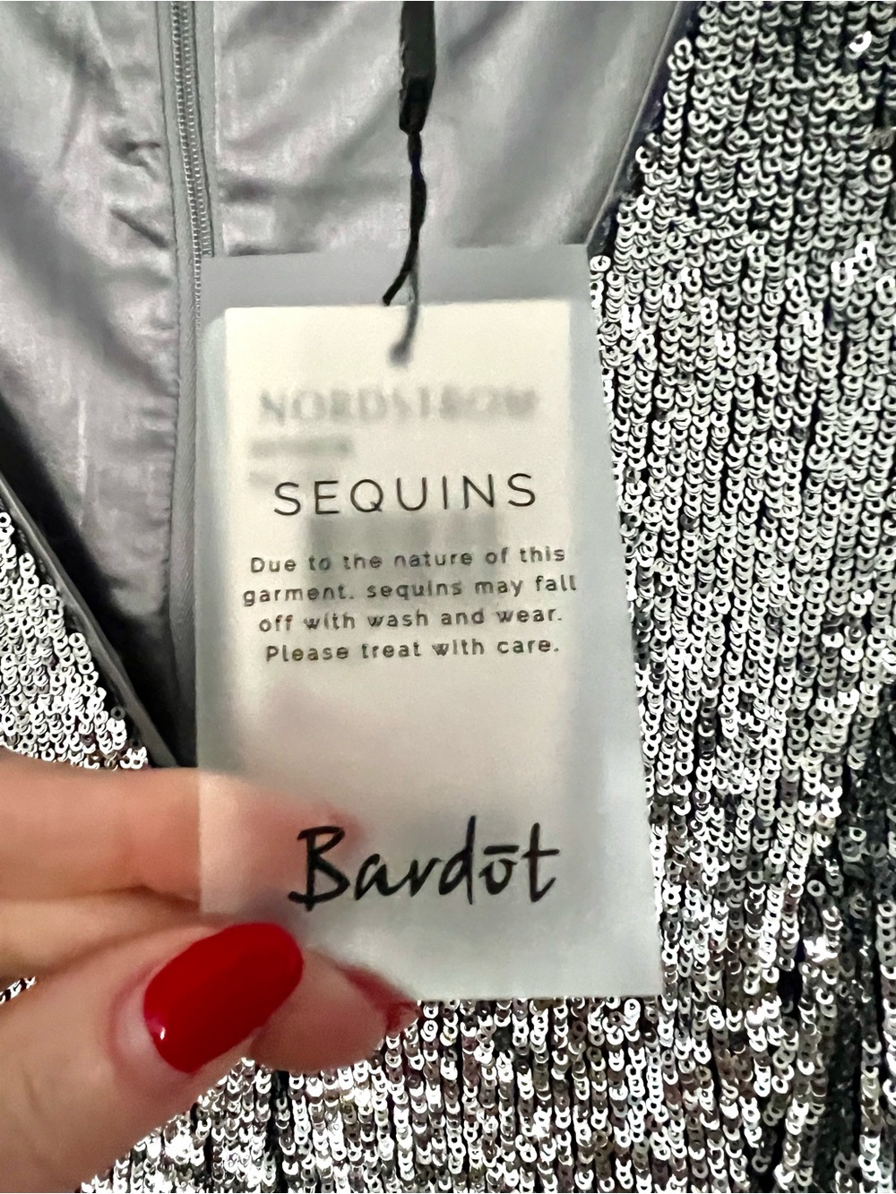 NWT Bardot Silver Sequin V-Neck Mini Dress, Size 8/Medium - Picture 10 of 16
